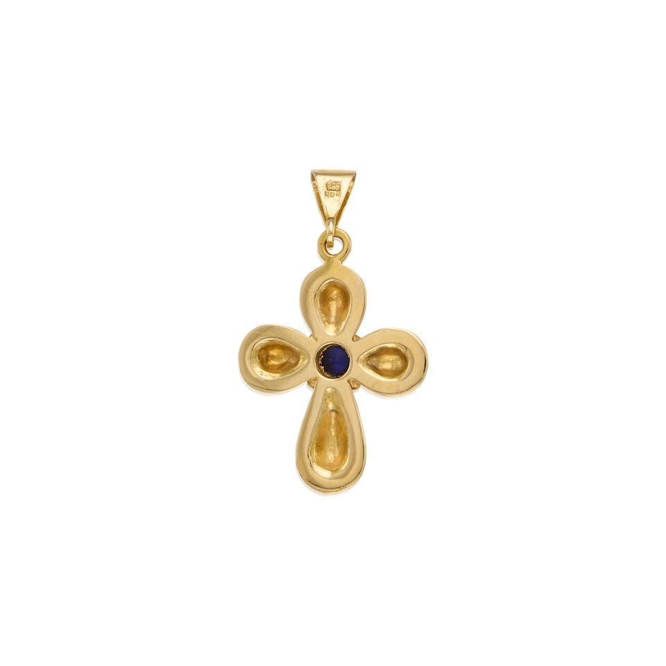 14K GOLD AND SYNTHETIC SAPPHIRE PENDANT - 2