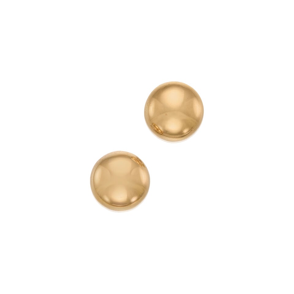 18K GOLD EARRINGS: 18K GOLD EARRINGS • Measures 3/4 in. x 1/2 in. • Estimated gross weight: 7.80 grams Footnotes: OVERALL CONDITION: good Metal purity stamped 750 and tested with XRF (x-ray fluorescence)