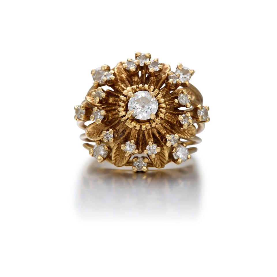 14K YELLOW GOLD AND DIAMOND RING (1 of 2)