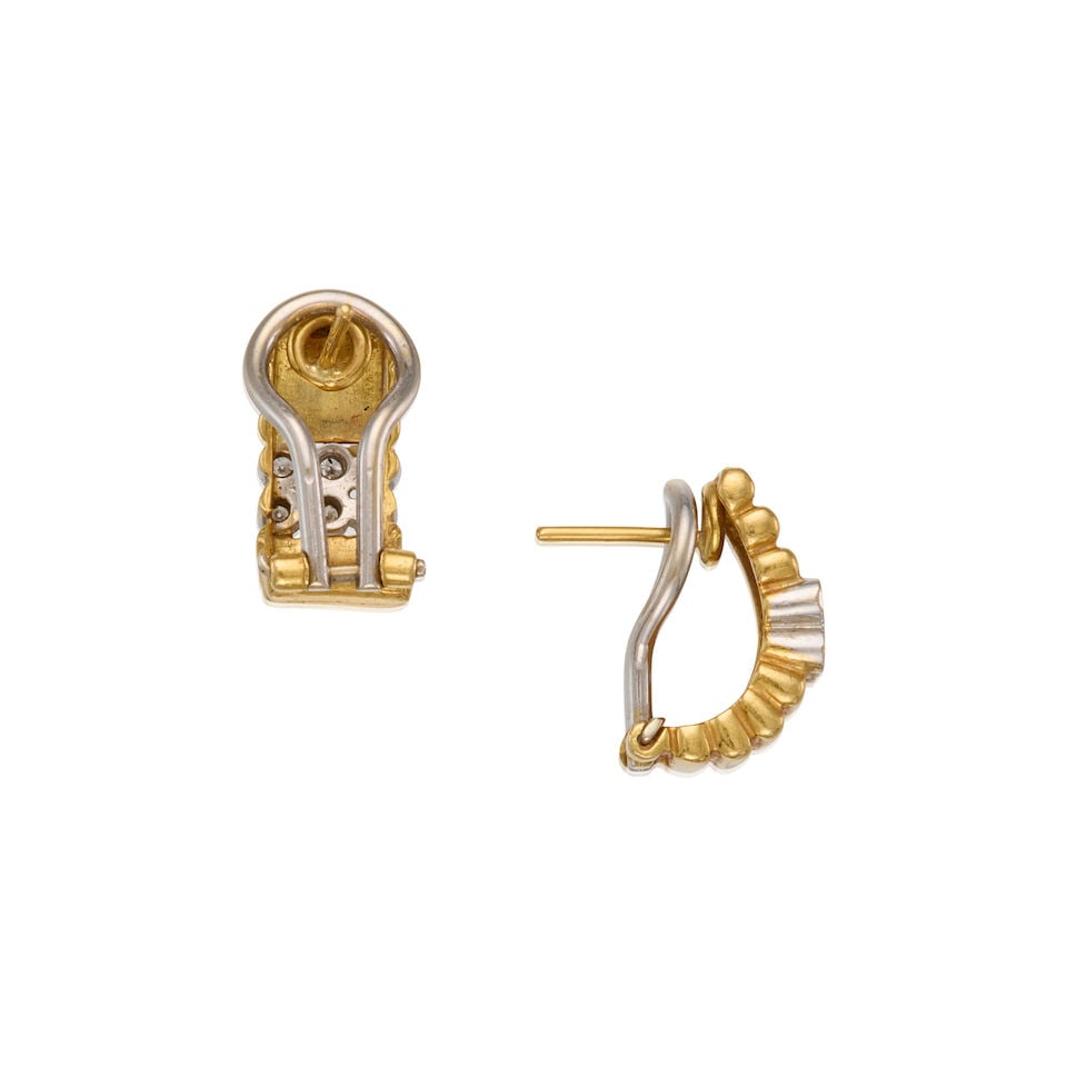 18K BICOLORED GOLD AND DIAMOND EARRINGS - 2