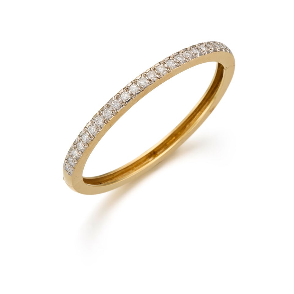 BICOLORED 18K GOLD AND DIAMOND BANGLE BRACELET (1 of 2)