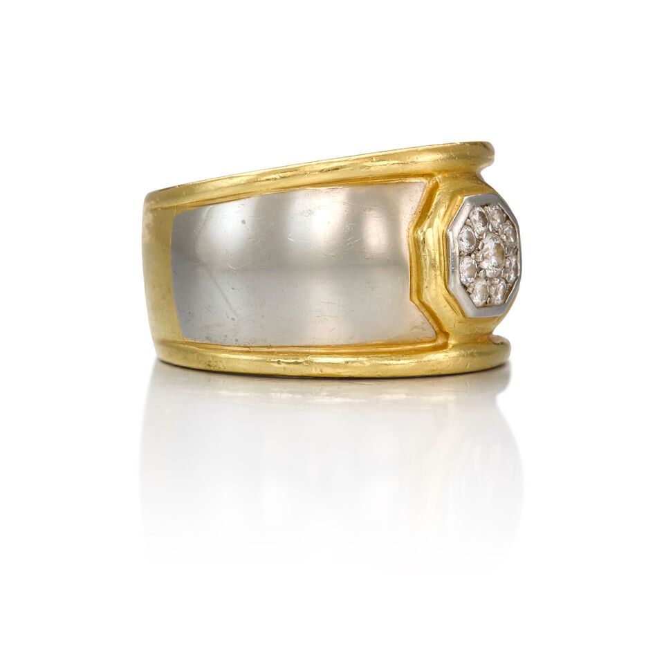 18K BICOLORED GOLD AND DIAMOND RING - 2