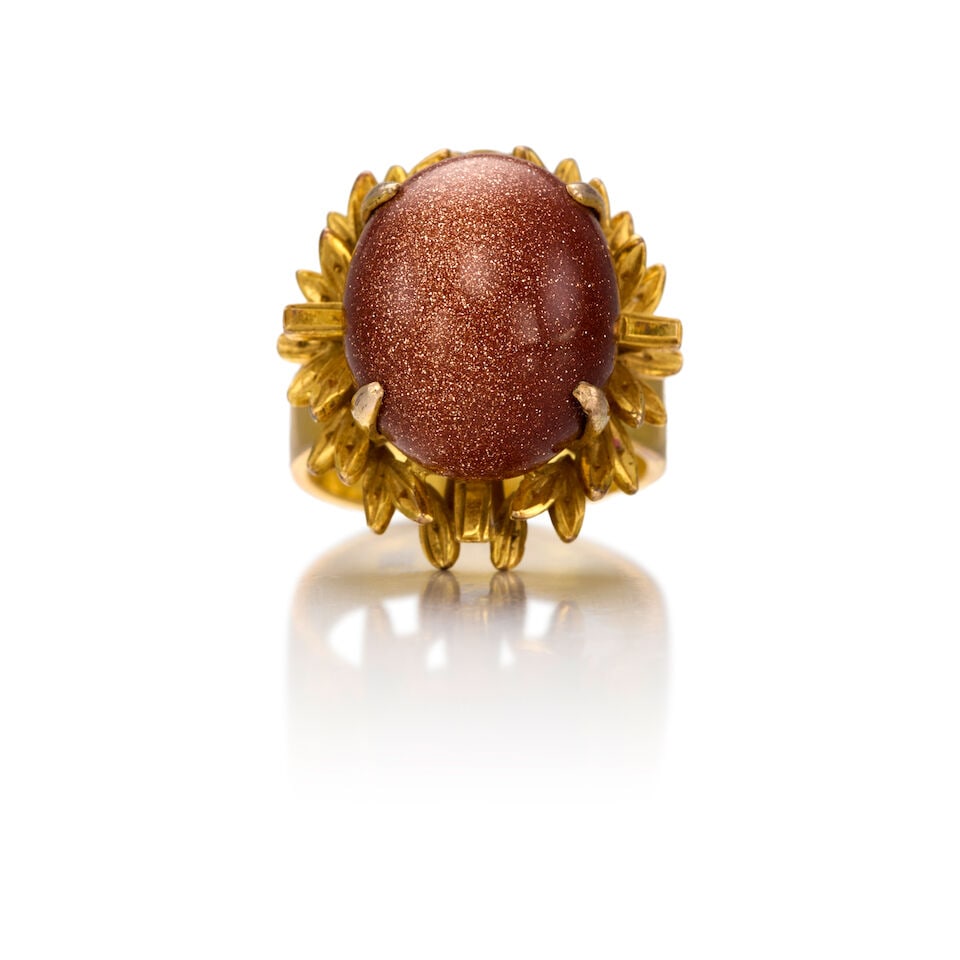 14K YELLOW GOLD AND GOLDSTONE RING (1 of 2)