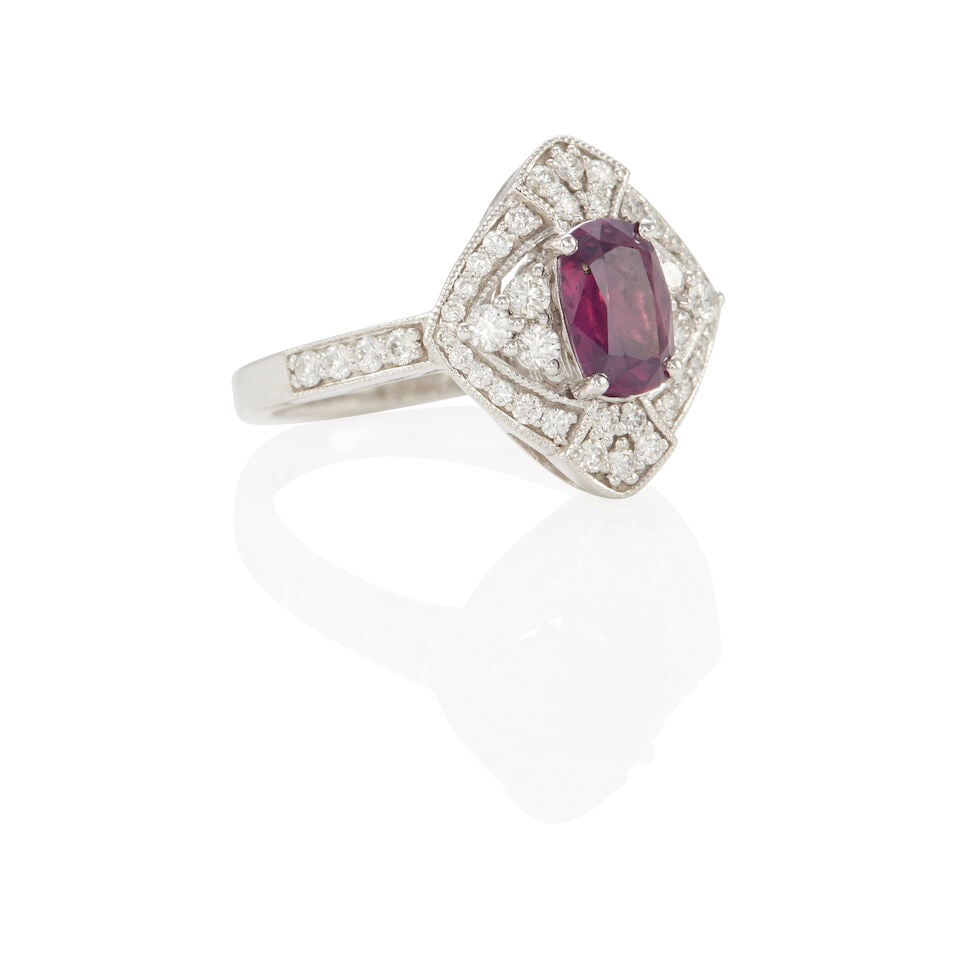 OSCAR FRIEDMAN: PLATINUM, SAPPHIRE AND DIAMOND RING WITH GIA REPORT - 2
