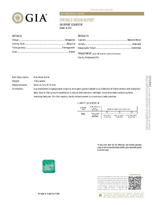 PLATINUM, EMERALD, AND DIAMOND RING WITH GIA REPORT - 3