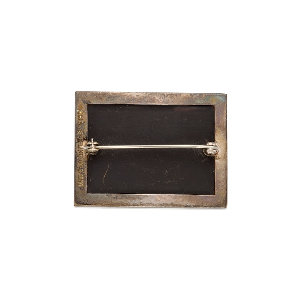 ERTE: SILVER, MOTHER OF PEARL, AND MULTI GEM BROOCH - 2