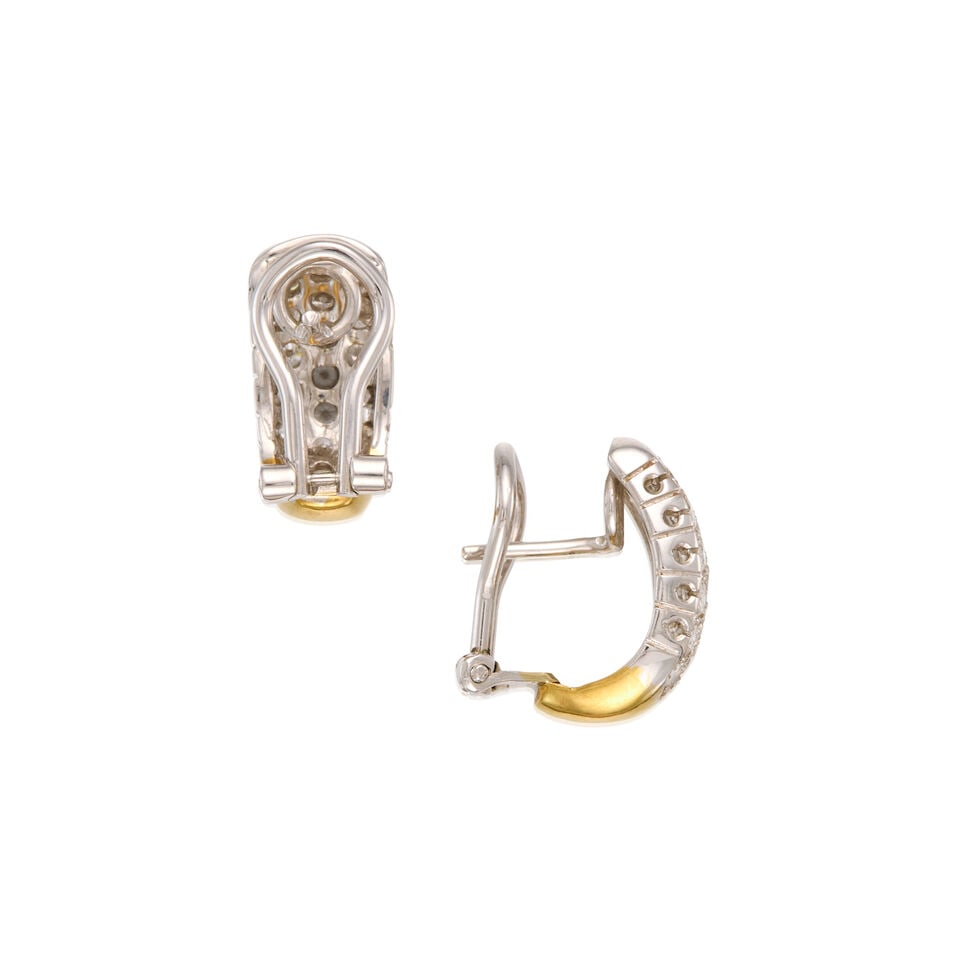 18K BICOLORED GOLD AND DIAMOND EARRINGS - 2
