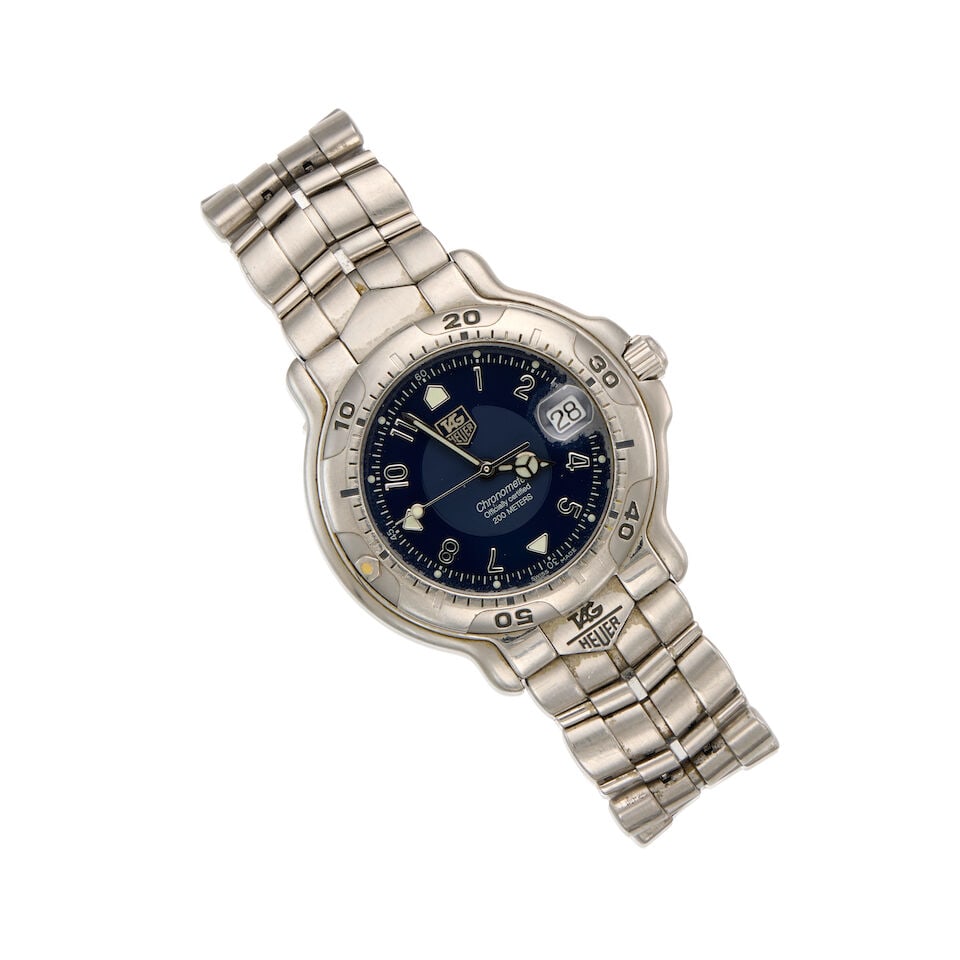 TAG HEUER: STAINLESS STEEL 'CHRONOMETER' WATCH: TAG HEUER: STAINLESS STEEL 'CHRONOMETER' WATCH • Stainless steel watch case and bracelet • Signed CHRONOMETER on the dial and stamped TAG HEUER on the back of the watch • Automatic
