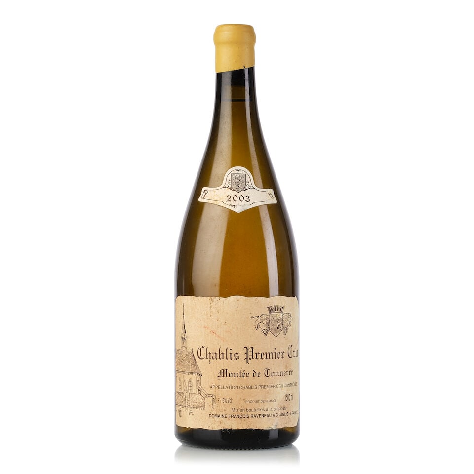 Domaine François Raveneau Chablis Montée de Tonnerre, 2003 (1x Magnum): Domaine François Raveneau Chablis Montée de Tonnerre, 2003 (1x Magnum) Region: Burgundy Cork: signs of old seepage Label: scuffed, heavily bin-soiled; scuffed vintage tag For further informa
