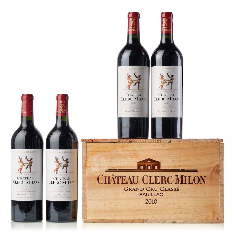 Château Clerc Milon, 2010 (12x 750ml): Château Clerc Milon, 2010 (12x 750ml) Region: Bordeaux Packaging: owc For further information on this lot please visit Bonhams.com For further information about this lot please visit the lot