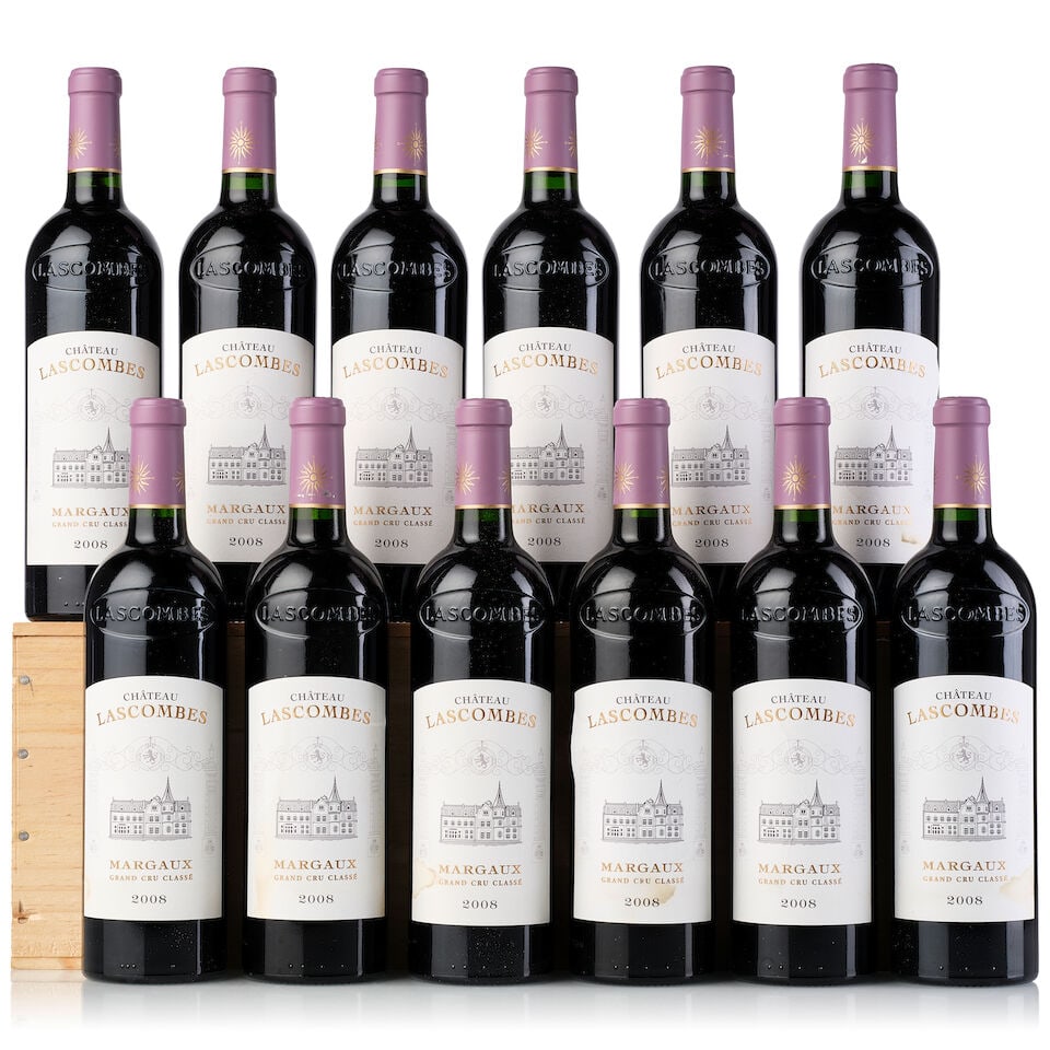 Château Lascombes, 2008 (12x 750ml): Château Lascombes, 2008 (12x 750ml) Region: Bordeaux Label: 4x slightly wrinkled, 7x stained Packaging: owc For further information on this lot please visit Bonhams.com For further information ab