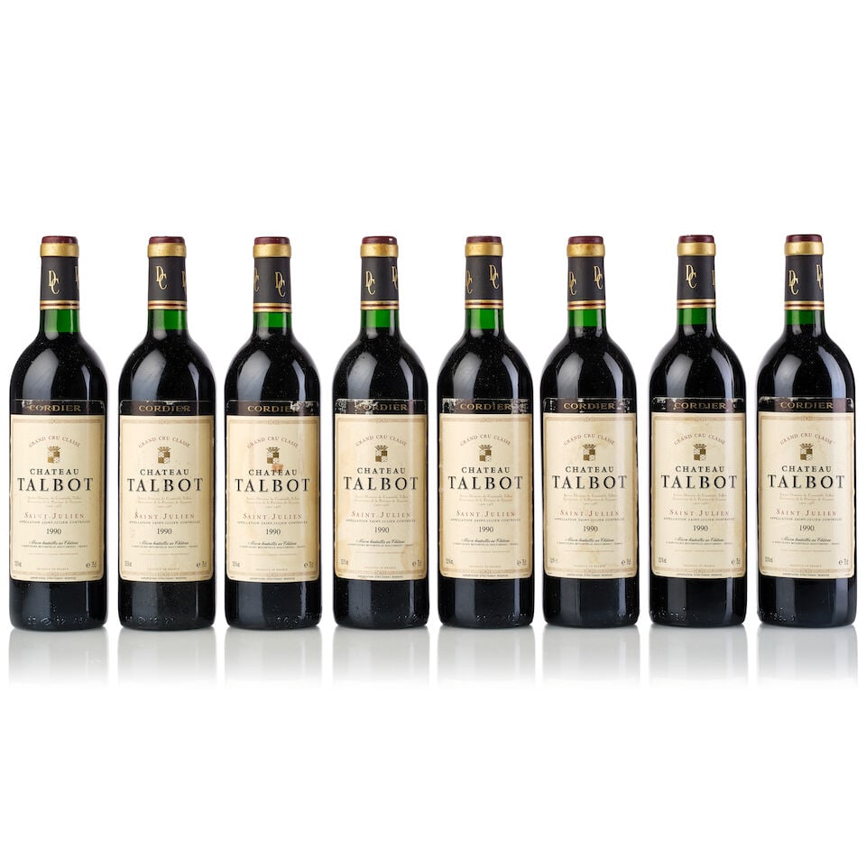 Château Talbot, 1990 (8x 750ml): Château Talbot, 1990 (8x 750ml) Region: Bordeaux Fill Level: 5x into neck, 3x base neck Capsule: 8x slightly oxidised and slightly scuffed Label: 8x scuffed, 6x stained, 2x bin-soiled For further