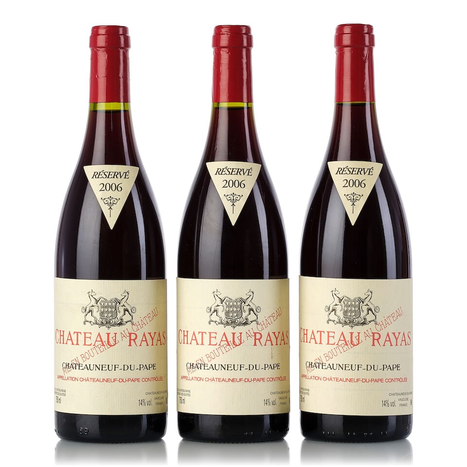 Château Rayas Châteauneuf-du-Pape, 2006 (3x 750ml): Château Rayas Châteauneuf-du-Pape, 2006 (3x 750ml) Region: Rhone Valley Capsule: 2x slightly wrinkled Label: 3x slightly scuffed For further information on this lot please visit