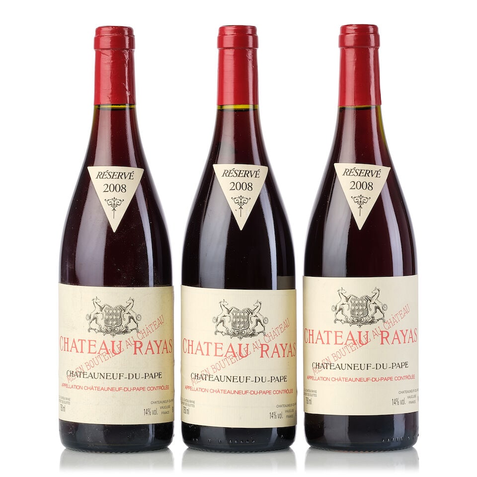 Château Rayas Châteauneuf-du-Pape, 2008 (3x 750ml): Château Rayas Châteauneuf-du-Pape, 2008 (3x 750ml) Region: Rhone Valley For further information on this lot please visit Bonhams.com For further information about this lot please visit the