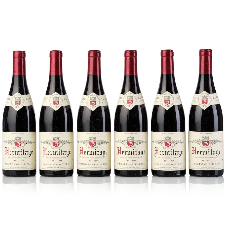 Domaine Jean-Louis Chave Hermitage, 2007 (6x 750ml): Domaine Jean-Louis Chave Hermitage, 2007 (6x 750ml) Region: Rhone Valley For further information on this lot please visit Bonhams.com For further information about this lot please visit the lot