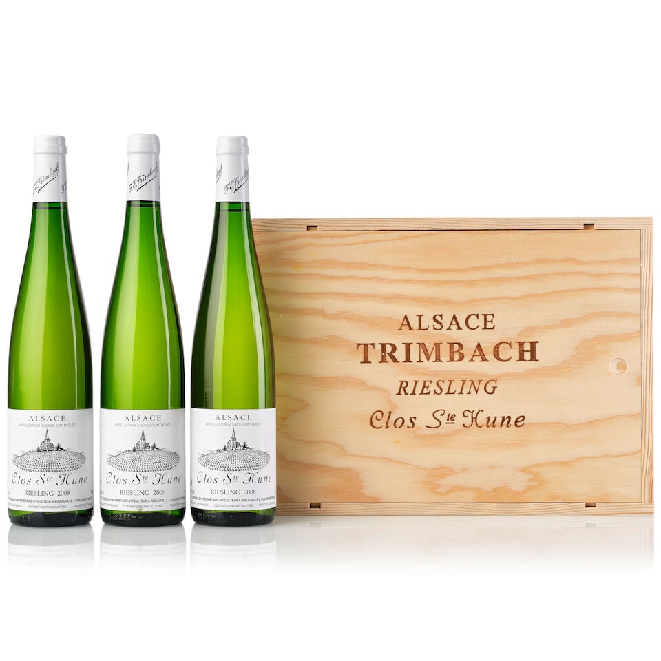Trimbach Riesling Clos Ste. Hune, 2008 (6x 750ml): Trimbach Riesling Clos Ste. Hune, 2008 (6x 750ml) Region: Alsace Label: 4x slightly scuffed Packaging: 2owc3 For further information on this lot please visit Bonhams.com For further information about 
