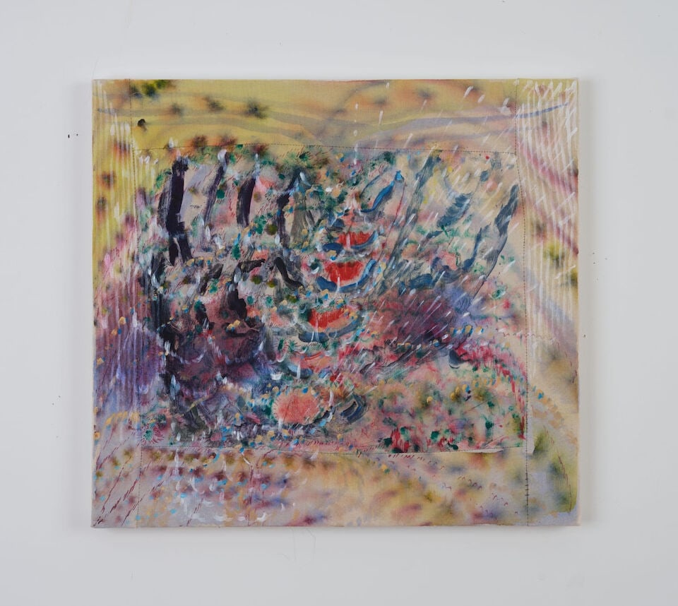 AIMEÉ PARROTT (B. 1987) Positive Lightning (Executed in 2024 ): AIMEÉ PARROTT (B. 1987) Positive Lightning monotype and acrylic on cotton 45 x 51cm (17 3/4 x 20in). Executed in 2024 Footnotes: Provenance Donated by the artist Image © Damian Griffiths
