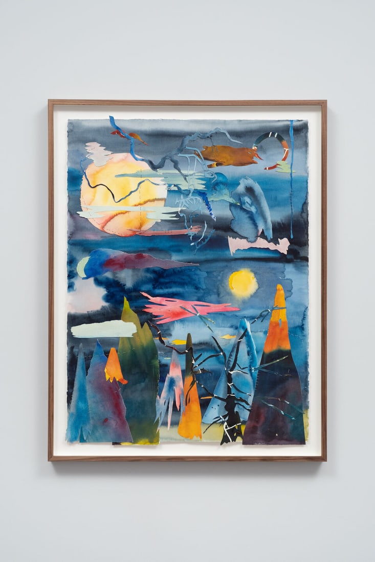 TIM A SHAW (B. 1982) In the middle of home (Executed in 2026 ): TIM A SHAW (B. 1982) In the middle of home signed (lower right); titled and dated on the reverse watercolour, thread, acrylic, canvas, paper 85 x 65.6cm (33 1/2 x 25 5/8in). Executed in 2026