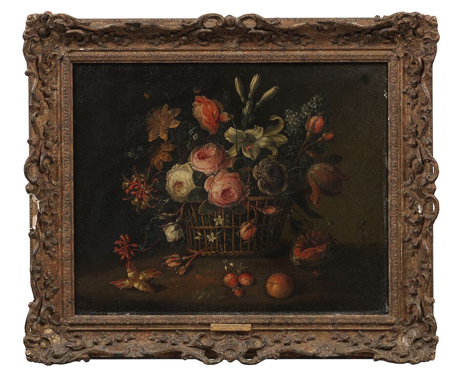 Circle of Johann Nepomuk Mayrhofer (Oberneukirchen 1764-1832 Munich) A still life of roses, tuli... - 2