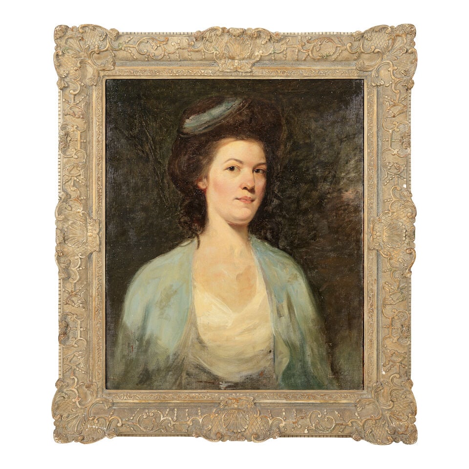 Circle of John Hoppner, R.A. (London 1758-1810) Portrait of a lady, bust-length, wearing a blue ... - 2