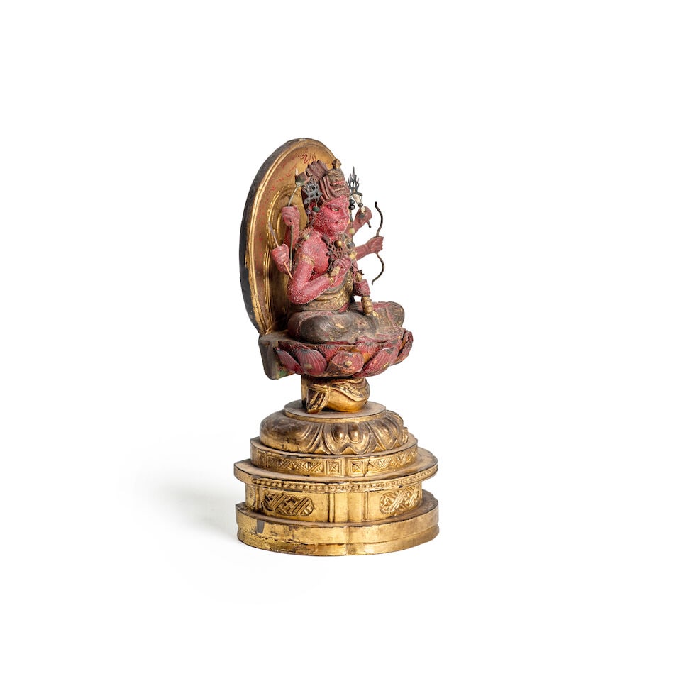 A Polychrome and Gilt Wood Figure of Aizen Myo Japan, late Edo period (1615-1868) or Meiji era (... - 3