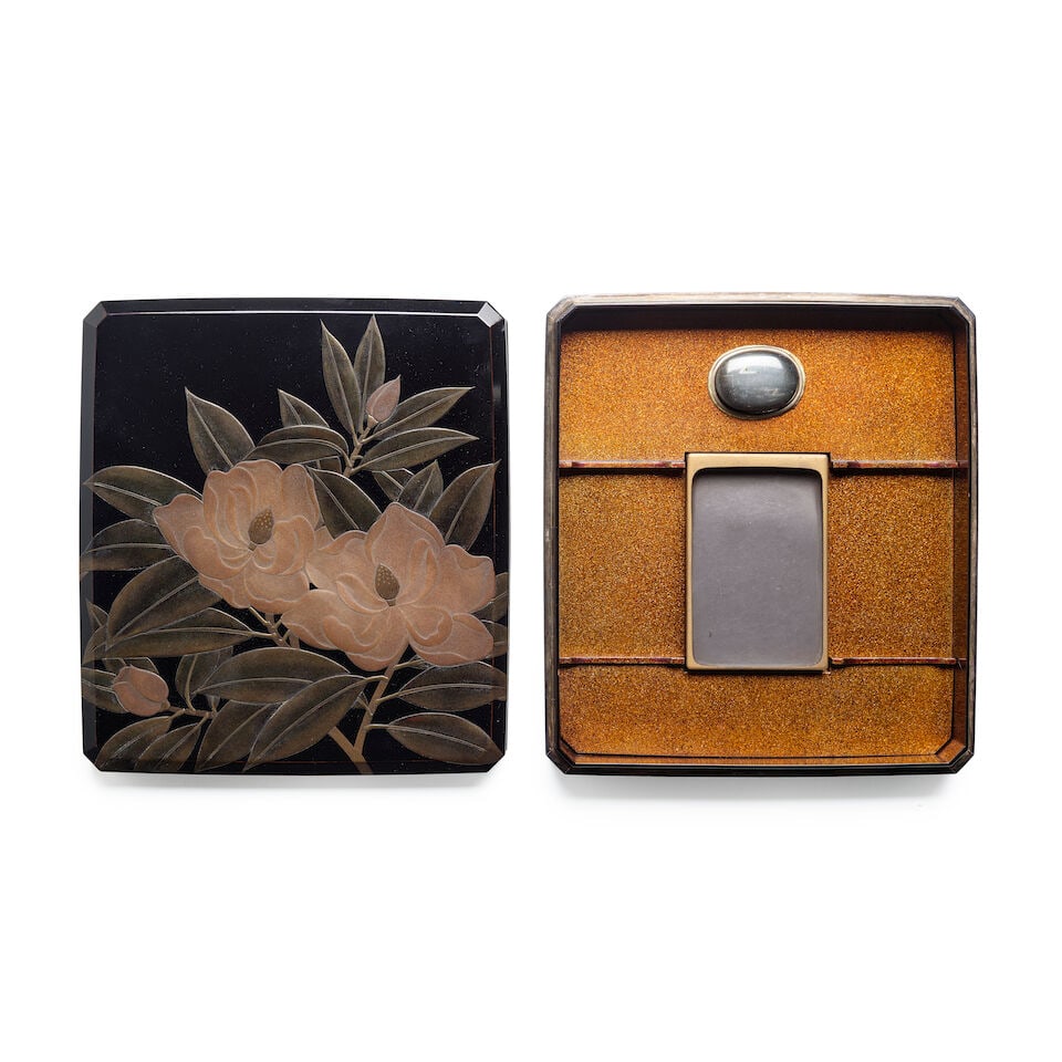 A Black-Lacquer Suzuribako (Box for Writing Utensils) Japan, Meiji (1868-1912) or Taisho (1912-1... - 2