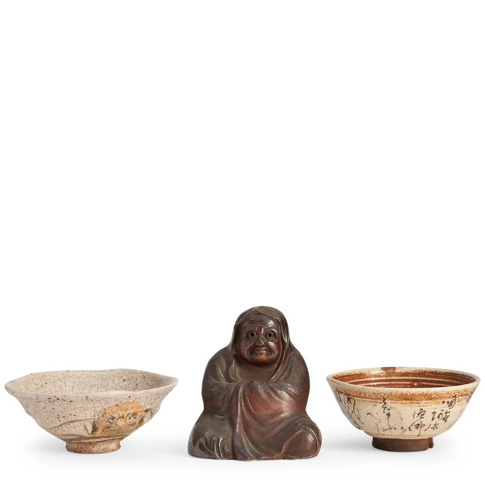 Two Ceramic Bowls and a Daruma Sculpture Japan, Meiji (1868-1912) or Taisho (1912-1926) era, lat... (1 of 2)
