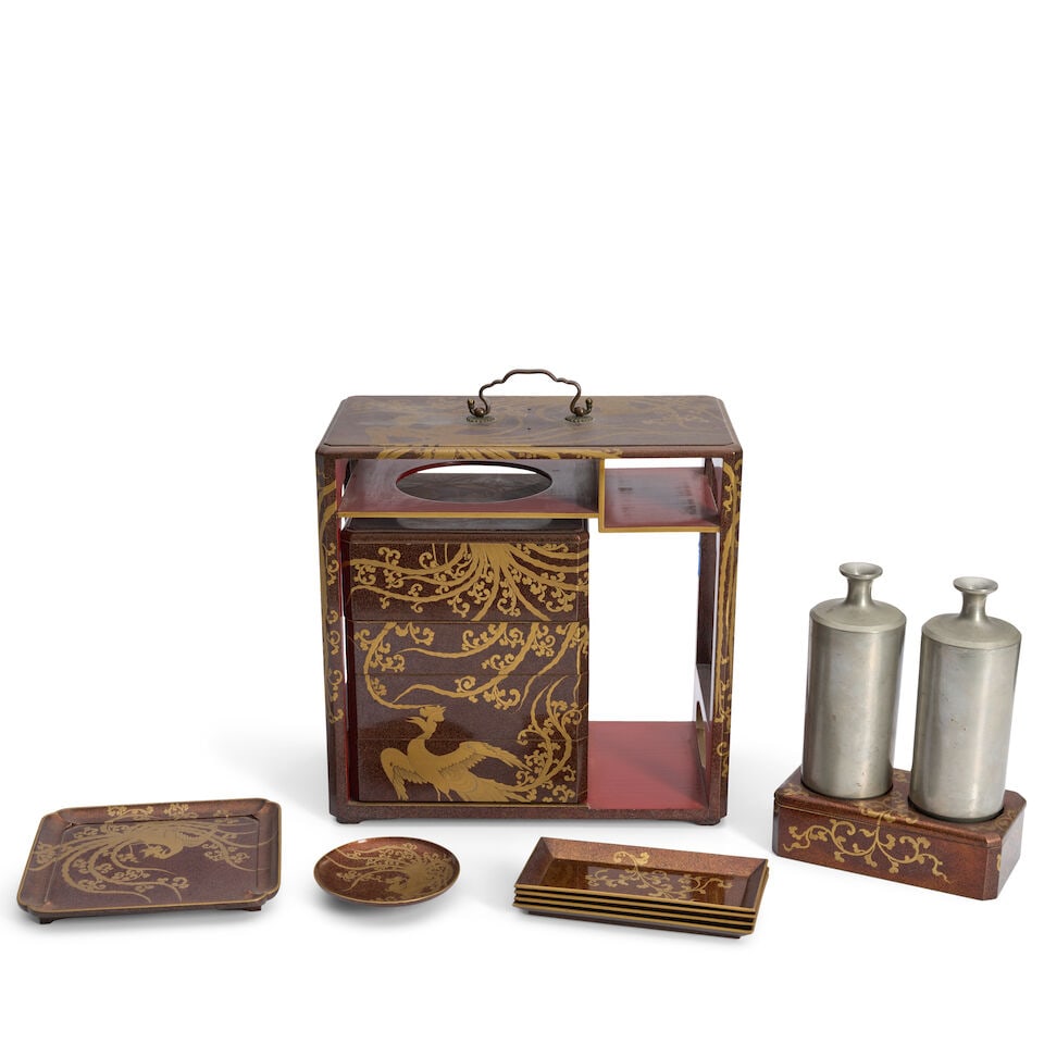 A Gold Lacquer Picnic Set Japan, Edo period (1615-1868) or Meiji era (1868-1912), 19th century, (1 of 2)