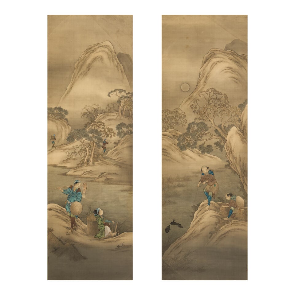 Katsushika Isai (1821-1880), A Pair of Paneled Paintings Japan, Edo period (1615-1868), (2) - 2