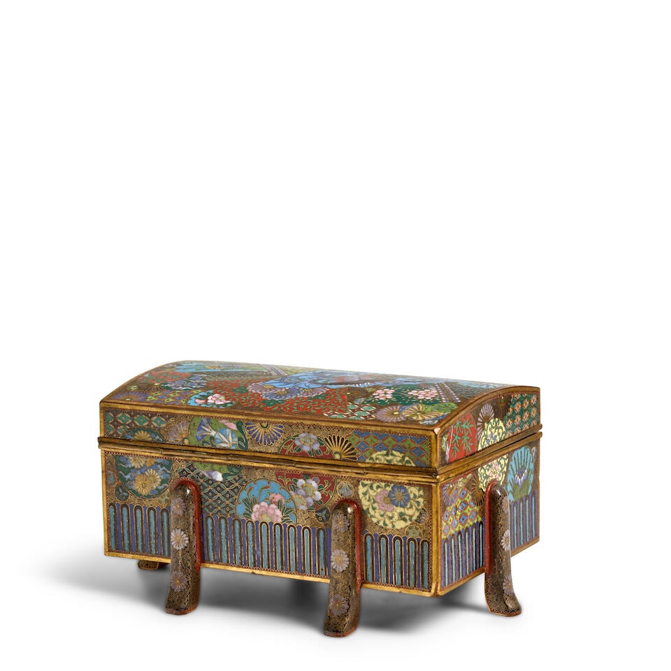 A Six-Legged Miniature Cloisonne-Enamel Chest Japan, Meiji era (1868-1912), circa 1900, - 4