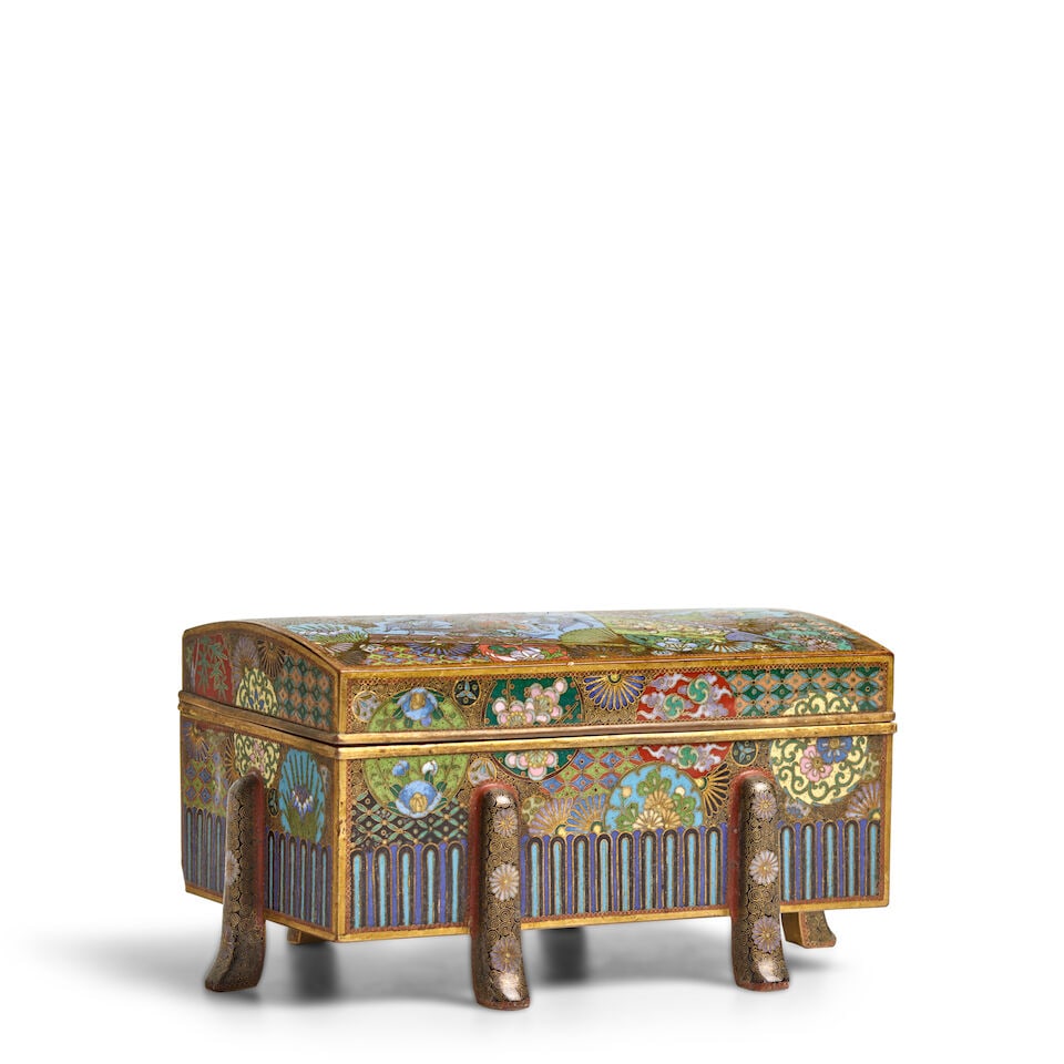 A Six-Legged Miniature Cloisonne-Enamel Chest Japan, Meiji era (1868-1912), circa 1900, - 5