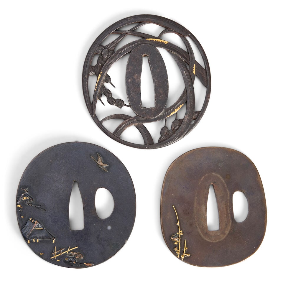 Three Mixed-metal Tsuba Japan, late Edo period (1615-1868) or Meiji era (1868-1912), 19th centur... - 2