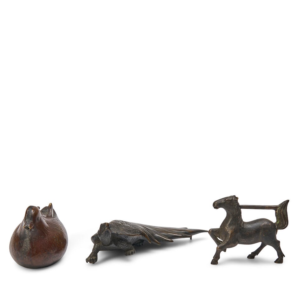 Three Small Bronze Objects Japan, Meiji era (1868-1912), 19th/20th century (3) (1 of 2)