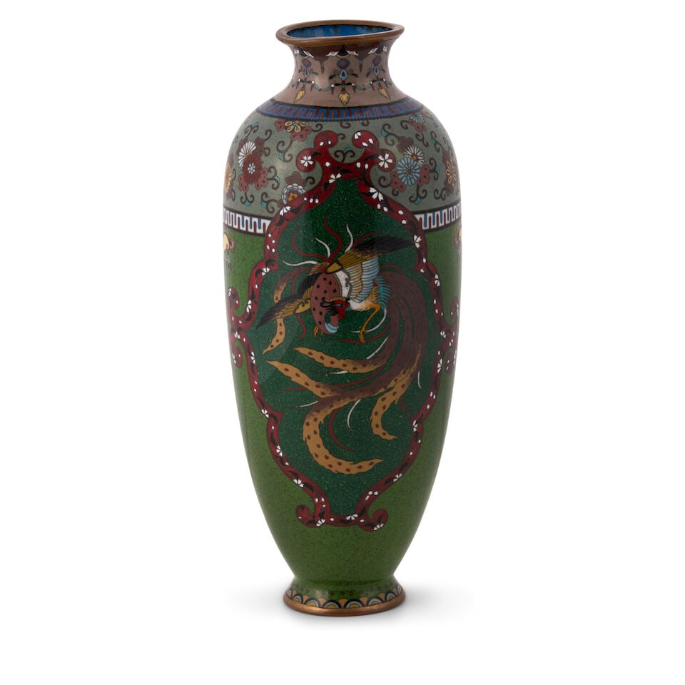 A Tall Cloisonné Enamel Vase Japan, Meiji (1868-1912) or Taisho (1912-1926) era, late 19th/... - 2