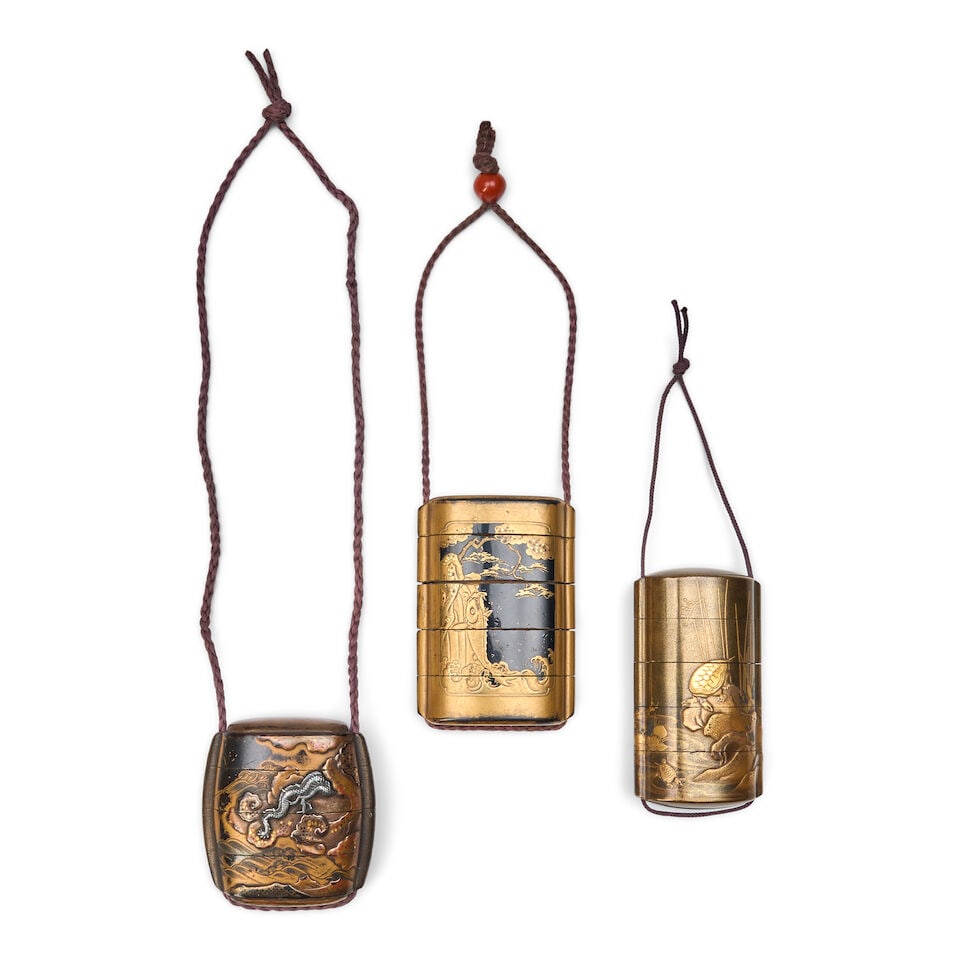 Three Lacquer Inro Japan, late Edo period (1615-1868) or Meiji era (1868-1912), 19th century, (1 of 2)