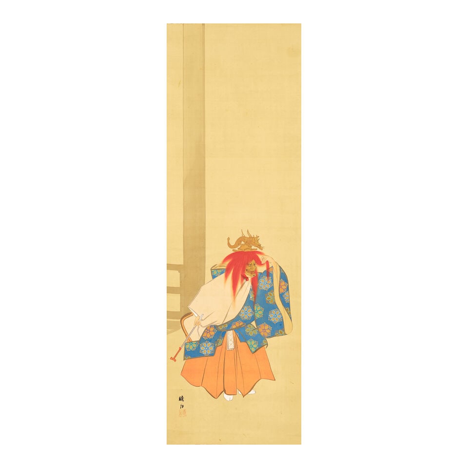 Yamamoto Kyōhō (1887-?), Kasuga Ryūjin, the Dragon God of Kasuga Japan, Meiji (18...: Yamamoto Kyōhō (1887-?), Kasuga Ryūjin, the Dragon God of Kasuga Japan, Meiji (1868-1912) or Taisho (1912-1926) era, early 20th century, A hanging scroll in ink, color, and gold on silk