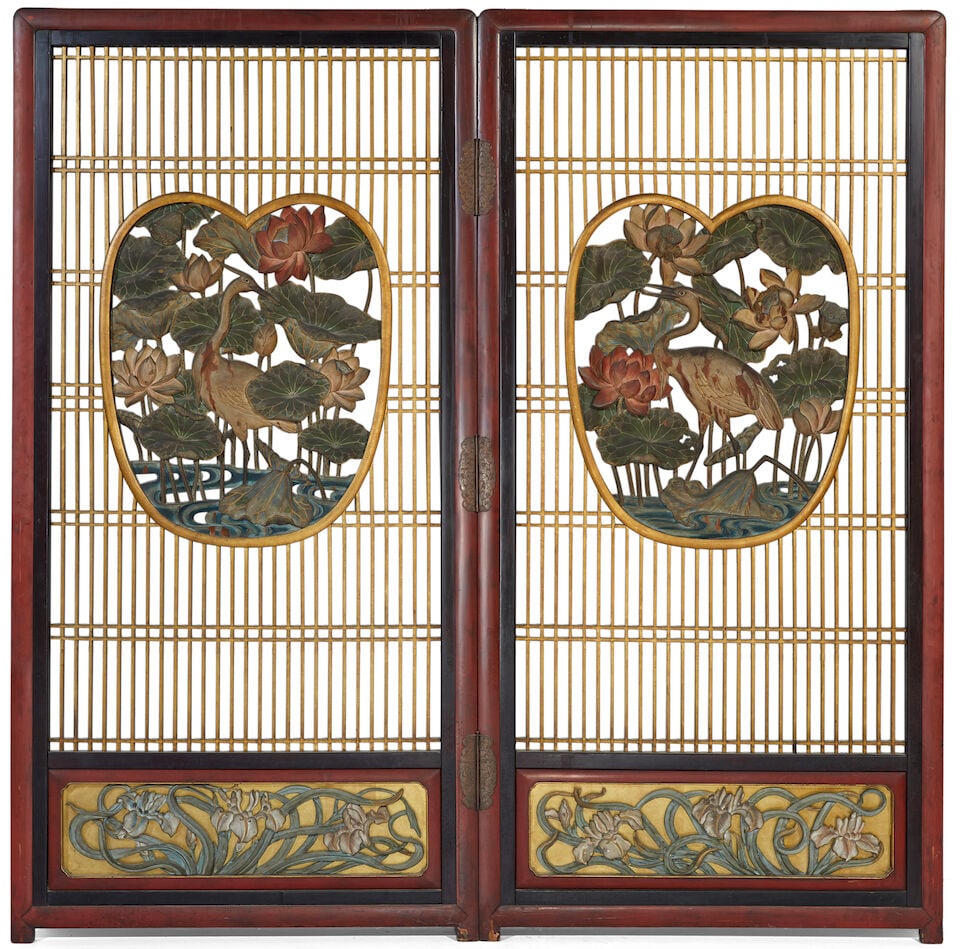 A Two-Panel Carved Wood Screen Japan, Meiji (1868-1912) or Taisho (1912-1926) era, late 19th/ e... (1 of 1)