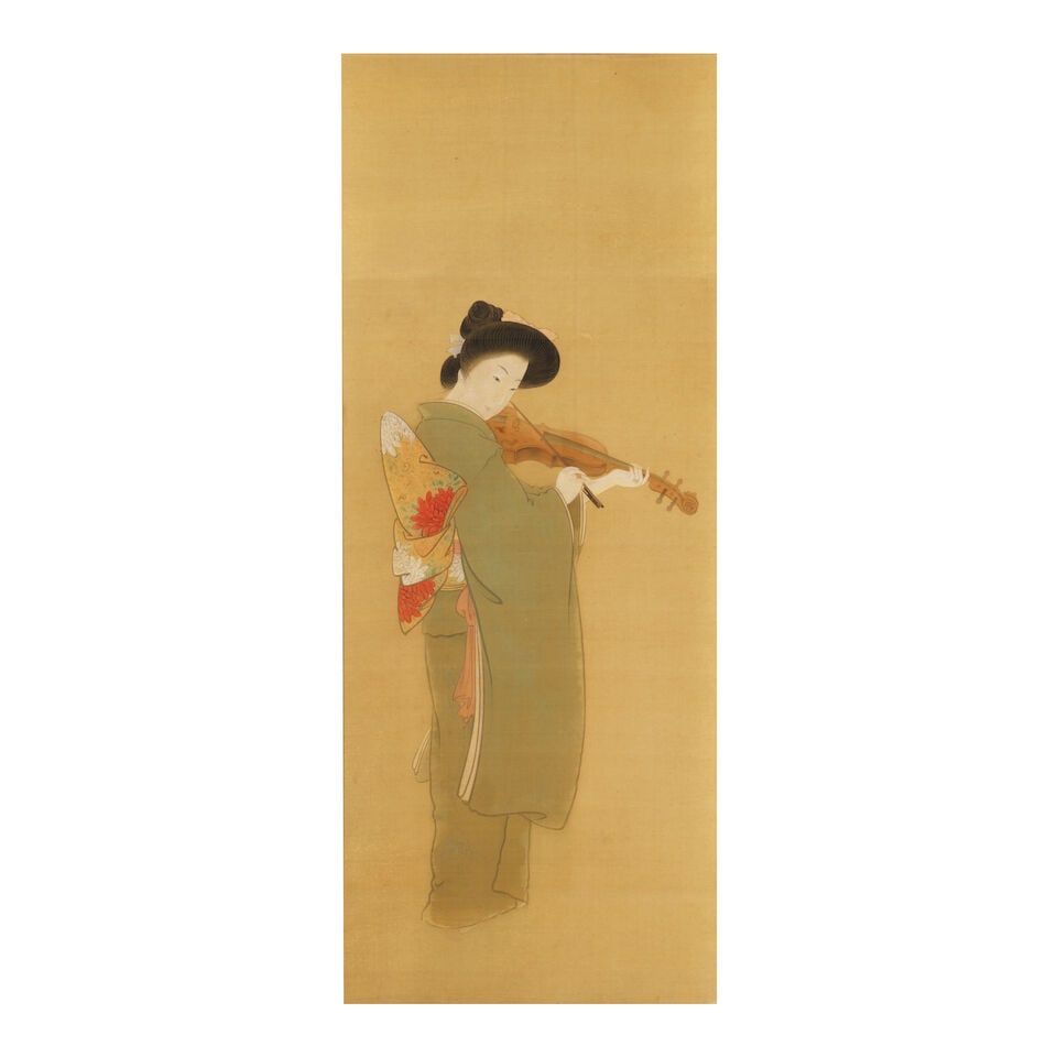 Anonymous, Beauty Playing a Violin Meiji (1868-1912) or Taisho era (1912-1926), early 20th century, (1 of 1)