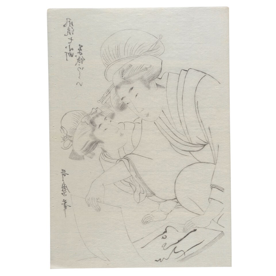After Kitagawa Utamaro (1754-1806), Four Shita-e (Preparatory Drawings) and Two Shunga Shita-e (... - 2