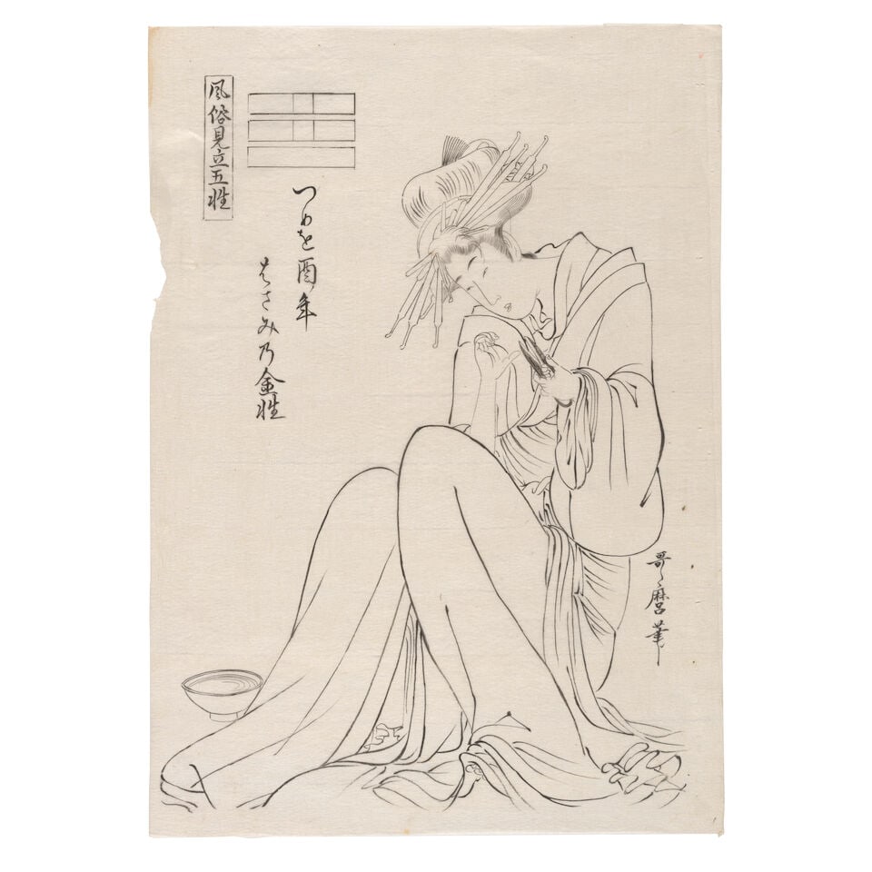 After Kitagawa Utamaro (1754-1806), Four Shita-e (Preparatory Drawings) and Two Shunga Shita-e (... - 3