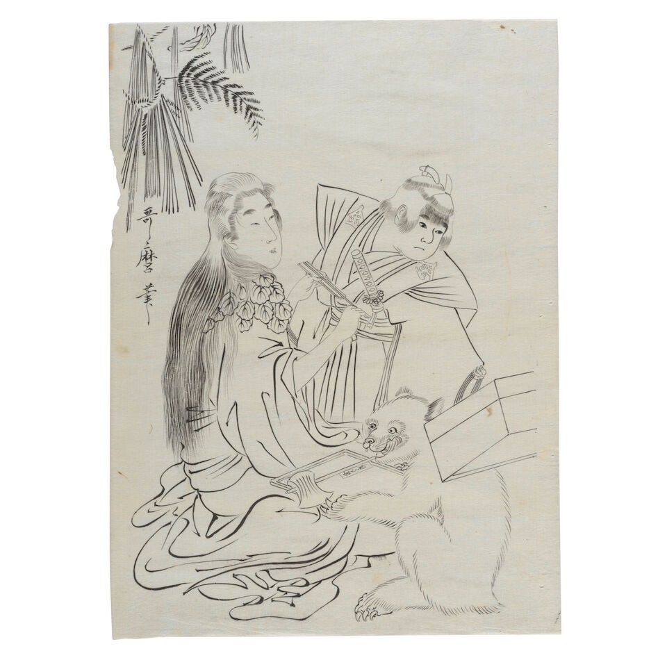 After Kitagawa Utamaro (1754-1806), Four Shita-e (Preparatory Drawings) and Two Shunga Shita-e (... - 4