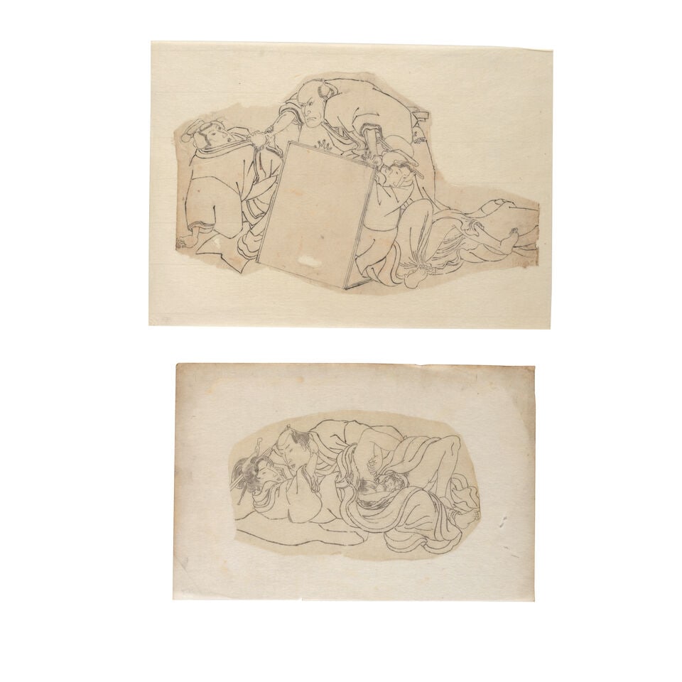 After Kitagawa Utamaro (1754-1806), Four Shita-e (Preparatory Drawings) and Two Shunga Shita-e (... - 5
