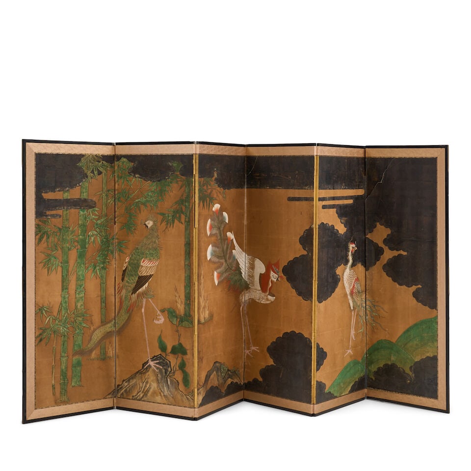 A Six-panel Folding Screen Japan, Edo period (1615-1868) or Meiji era (1868-1912), 19th/20th cen... - 2