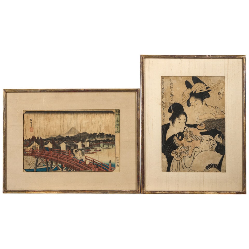 Kitagawa Utamaro (1753-1806) and Utagawa Hiroshige (1797-1858),Two Woodblock Prints Japan, Edo p... - 2