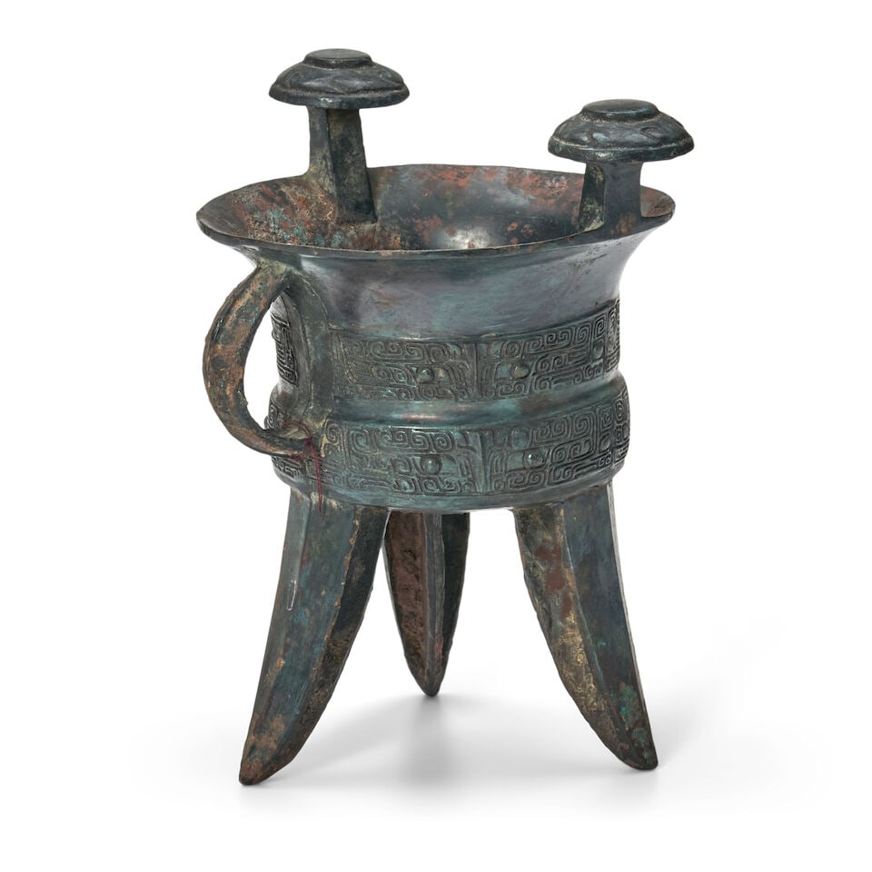 An Archaic Style Cast Bronze Wine Vessel, Jia China, Shang dynasty style, 20th century, - 2