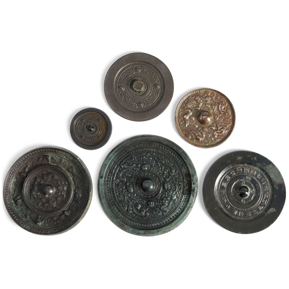 Six Bronze Mirrors China, Han and Tang dynasty style, 20th century, (6) (1 of 1)