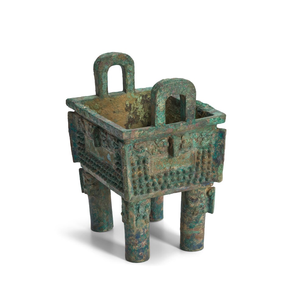 An Archaic Style Bronze Footed Vessel, Fang Ding China, Western Zhou dynasty style, 20th century, - 2