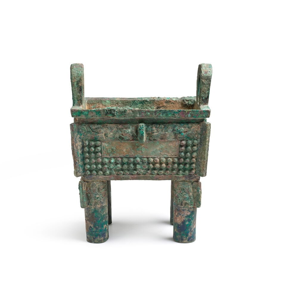 An Archaic Style Bronze Footed Vessel, Fang Ding China, Western Zhou dynasty style, 20th century, - 5