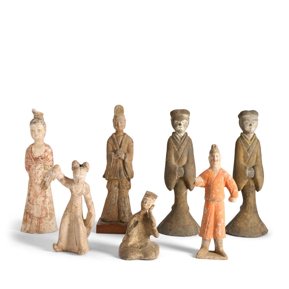 A Group of Seven Painted Pottery Figures China, Han dynasty and later, (7) (1 of 2)