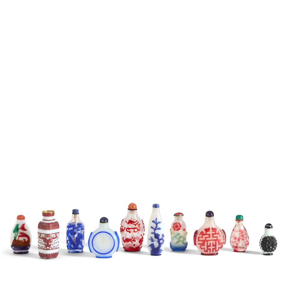 Ten Glass Snuff Bottles China, 20th century, (10) (1 of 2)